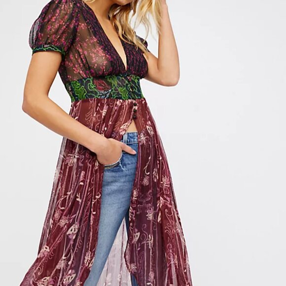 Free People Dresses & Skirts - Free People Daisy Fields Floral Sheer Top / Duster Size: XS